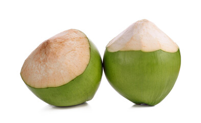 Young Coconut on White Background