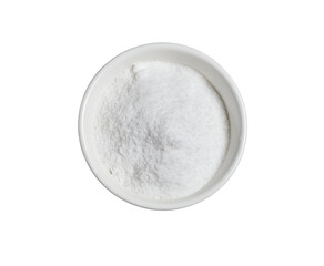 Salt in bowl isolated on white background with clipping path