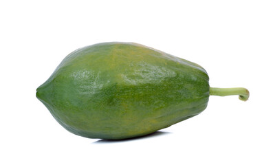 Green papaya on white background