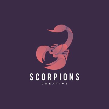 Vector Logo Illustration Scorpions Gradient Colorful Style.