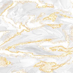 Fototapeta premium White grey marbling abstract luxury composition Inkscapes. Watercolour landscape, texture, Alcohol ink, Fluid chaos, art, kintsugi style and liquid and watercolor gold