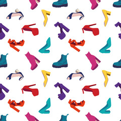 Fototapeta na wymiar Seamless pattern with shoes. Fashion women's shoes seamless pattern. Flat vector illustration