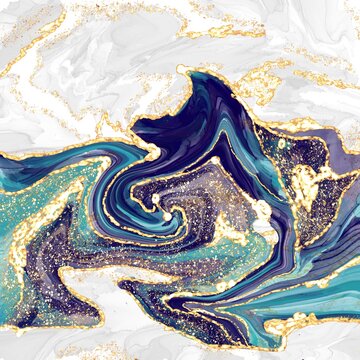 marbling abstract luxury composition Inkscapes. Watercolour landscape, texture, Alcohol ink, Fluid chaos, art, kintsugi style and liquid and watercolor gold blue turquoise
