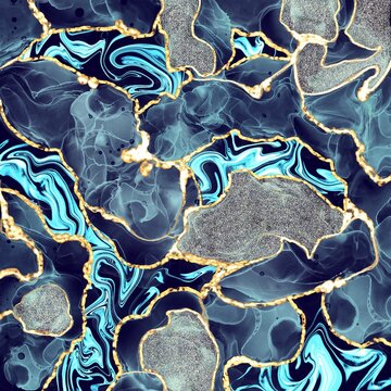 marbling abstract luxury composition Inkscapes. Watercolour landscape, texture, Alcohol ink, Fluid chaos, art, kintsugi style and liquid and watercolor gold blue turquoise