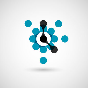 Vector isolated circle logo design template. Abstract dots symbol. Icon round shape.