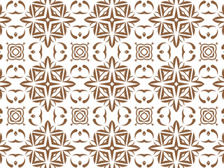 Geometric Seamless Ornament Abstract Pattern Brown and White. Wallpaper Geometric Tile Digital Paper for Print and Background.