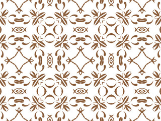 Geometric Seamless Ornament Abstract Pattern Brown and White. Wallpaper Geometric Tile Digital Paper for Print and Background.