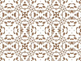 Geometric Seamless Ornament Abstract Pattern Brown and White. Wallpaper Geometric Tile Digital Paper for Print and Background.