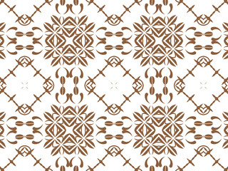 Geometric Seamless Ornament Abstract Pattern Brown and White. Wallpaper Geometric Tile Digital Paper for Print and Background.