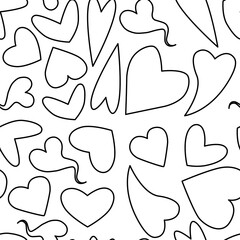 A pattern of doodle hearts. The symbol of St. Valentine is the day.