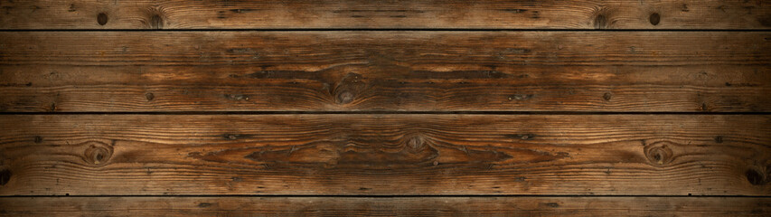 Obraz na płótnie Canvas old brown rustic dark grunge wooden boards texture - wood wall background banner panorama