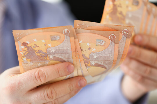Man Hands Holding Euro Savings Finance Concept