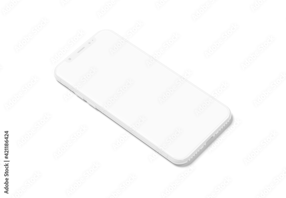 Poster white modern smartphone mockup isolated on white 3d rendering