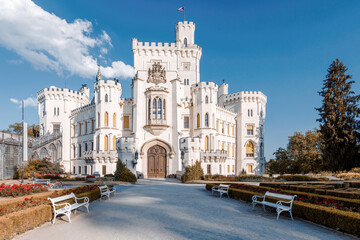 Fototapeta na wymiar one of the most beautiful castles in the Czech Republic chateau Hluboka nad Vltavou Czech Republic