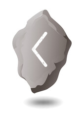 KAUNAZ STONE RUNE ON A WHITE BACKGROUND IN VECTOR