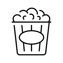 Simple contoured popcorn icon monochrome linear vector illustration logo of cinema entertainment