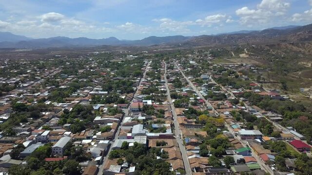 Plain and unique drone shot of streets of Honduras in 4K