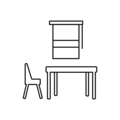 Fototapeta premium Kitchen furniture linear icon. Home furnishings. Interior design. Silhouette symbol on white space. Vector isolated illustration. Editable stroke