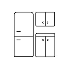 Kitchen furniture linear icon. Home furnishings. Interior design. Silhouette symbol on white space. Vector isolated illustration. Editable stroke