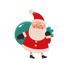 Vector illustration of cute Santa Claus mascot or character isolated on white background. Flat style