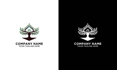 Tree of Life, oak banyan leaf and root seal emblem stamp logo design inspiration