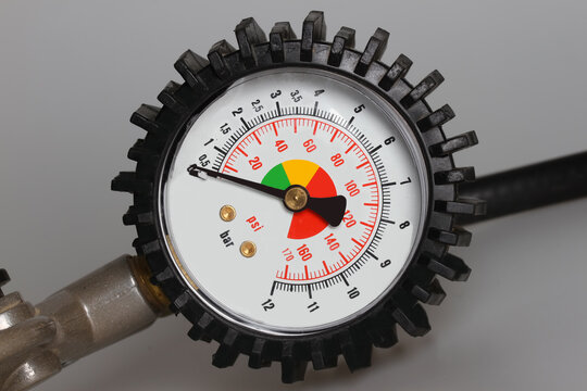 Pressure gauge close up, Manometer for car compressor
