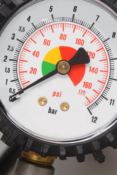 Pressure Gauge Close Up, Manometer For Car Compressor