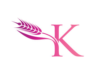 Wheat Grain Initial Logo Letter K