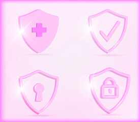Set of vector security icons. Protection against diseases, viruses. Protection, security concept. 3d vector illustration.