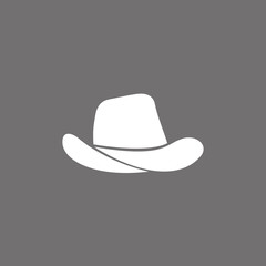cowboy hat icon - white vector illustration with shadow on gray background icon