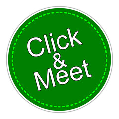 Click and Meet sticker on white background - illustration