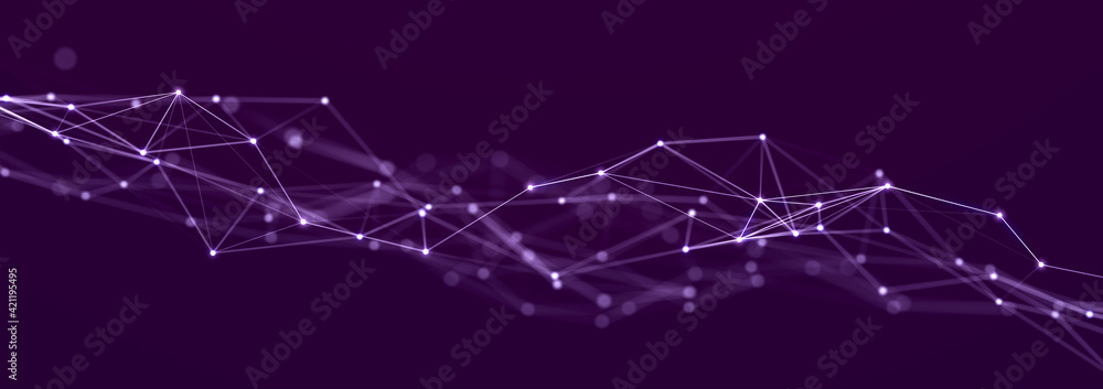 Poster polygonal background with dots and lines. network connection structure. science and technology. 3d