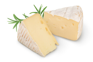 Camembert cheese isolated on white background with clipping path and full depth of field