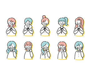 悲しんでいるいろいろな女性