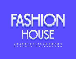 Obraz premium Vector stylish logo Fashion House. Elegant 3D Font. Artistic Alphabet Letters and Numbers