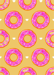 Fototapeta premium Donut pattern. Drawing for the background.