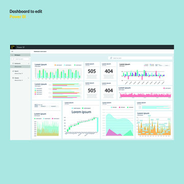 Dashboard template. Power bi edition. Graphs, charts and diagrams