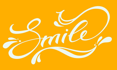 The word Smile lettering. Beautiful hand drawn calligraphy.