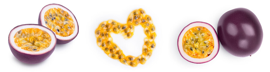 passion fruit isolated on white background. maracuya with full depth of field