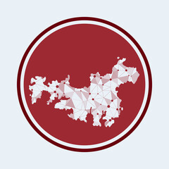 Waiheke Island icon. Trendy tech logo of the island. Geometric mesh round design. Technology, internet, network, telecommunication concept. Vector illustration.