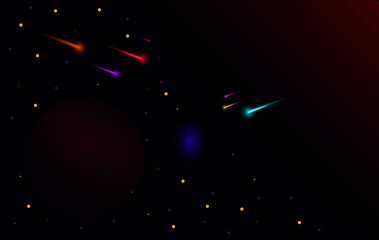 Space background abstract wiht gradient Space and planet shining stars and comets in dark space. Realistic cosmos Space sky with planet and satellite Colorful galaxy