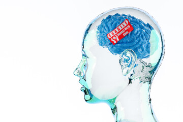 Fragile handle with care label on a human brain, Mind or Mental Health Concept, 3D Illustration