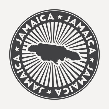 Jamaica round logo. Vintage travel badge with the circular name and map of country, vector illustration. Can be used as insignia, logotype, label, sticker or badge of the Jamaica.