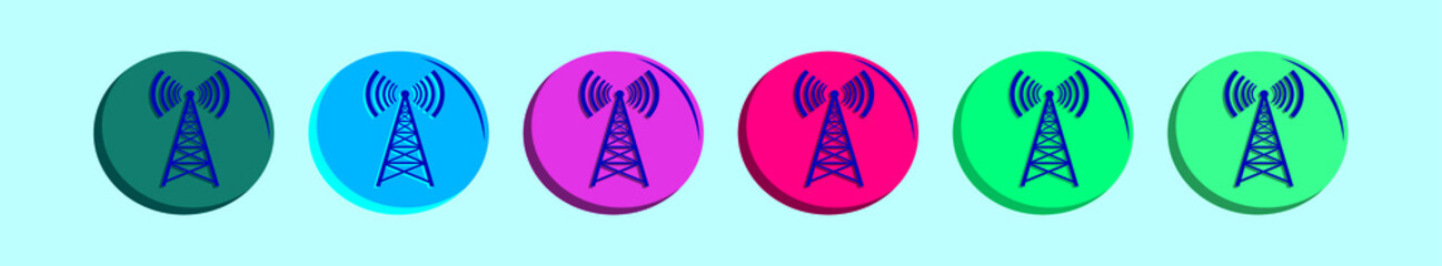 set of cell tower cartoon icon design template with various models. vector illustration isolated on blue background