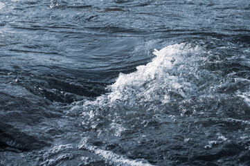 Rough mountain river stream, colorful nature, outdoor environment, small rapids, fast stream