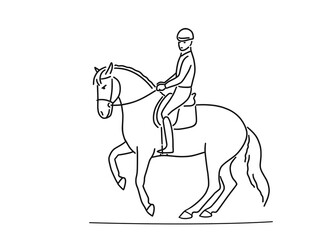 Horse dressage with rider in a gallop pirouette