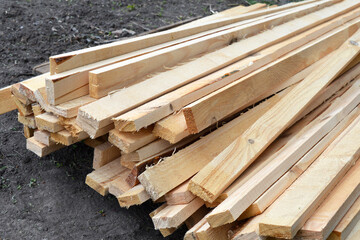 Long wooden planks close up.