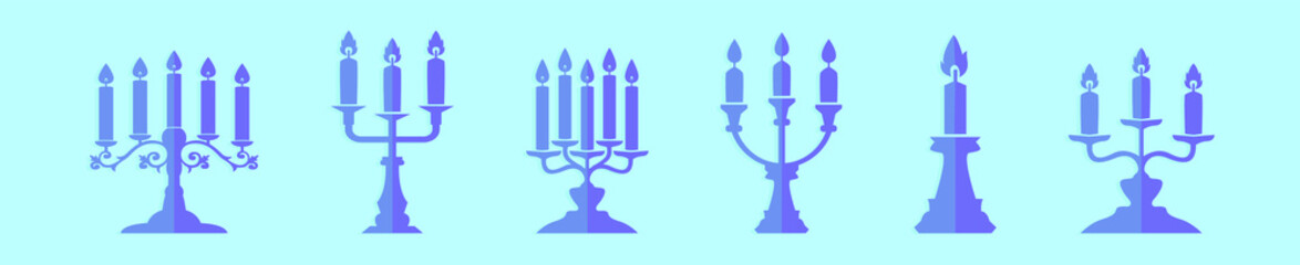 set of candle stick cartoon icon design template with various models. vector illustration isolated on blue background
