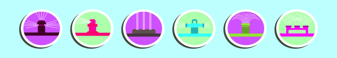 Naklejka premium set of lawn sprinkler cartoon icon design template with various models. vector illustration isolated on blue background