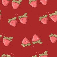 Strawberry pattern pink background cute kawaii baby pattern paper digital paper scrapbook paper fabric pattern for textile baby clothing baby pattern seamless texture cute kawaii burgundy background